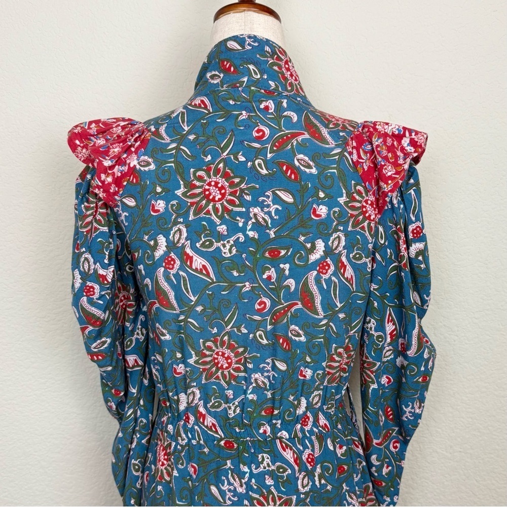 Place Nationale Floral Boho Ruffle High Neck Mini Dress - Picture 10 of 15